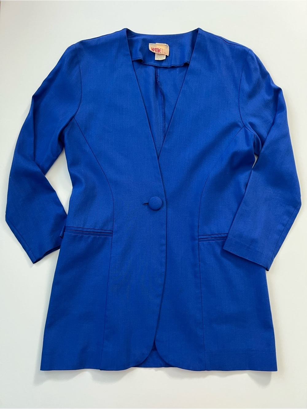 Katie Vintage Linen Blend Royal Blue Blazer